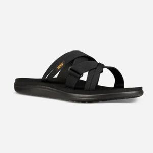 Teva Voya Slide Black Strappy Sandals Size 6 NEW